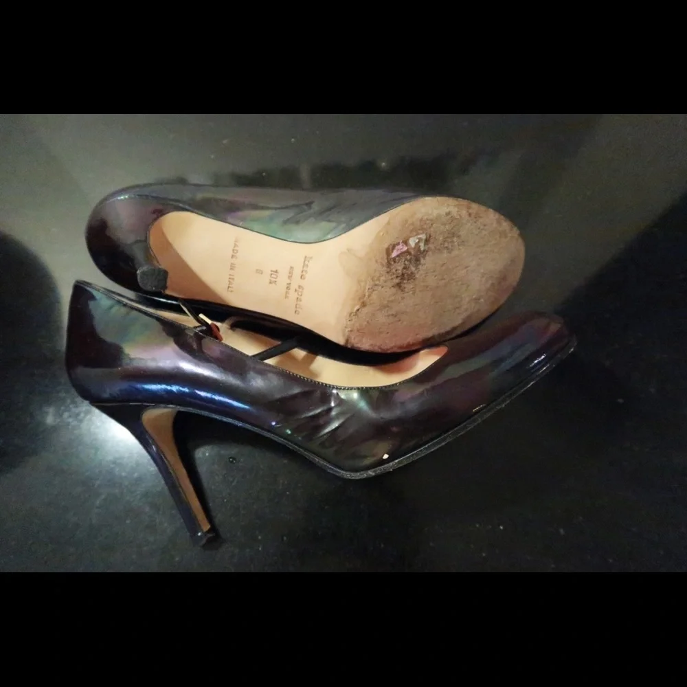 kate spade Black Patent Leather Mary Jane Heels with Pink Insoles